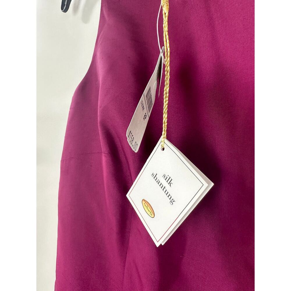 New Talbots 100% Pure Shantung Silk Shift Dress Sleeveless Purple Women's Size 8 - Picture 9 of 15